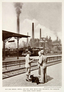 1935 Print Volklingen Ironworks Germany Smokestacks Railroad Manufacturing NGMA5