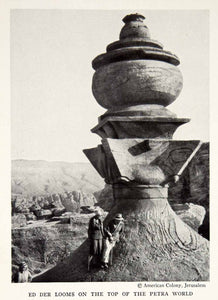 1935 Print Ed Der Looms Statue Sculpture Petra Jordan Mountains Historic NGMA5