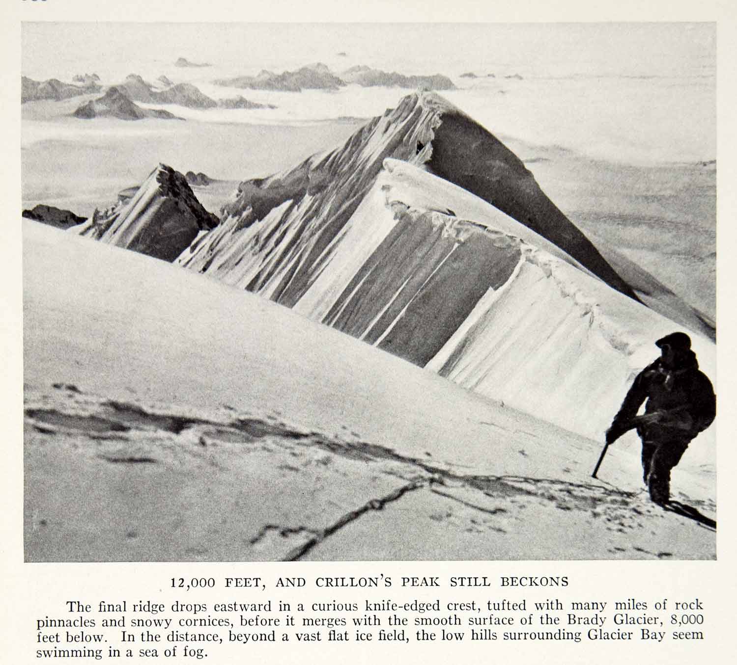 1935 Print Climbing Mount Crillon Snow Glacier Bay Mountain Alaska Hike NGMA5
