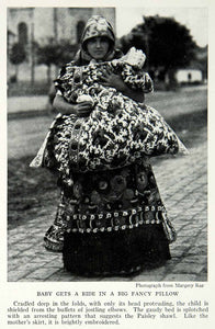 1935 Print Mezokovesd Hungary Woman Baby Pillow Shawl Pattern Textile Mom NGMA5