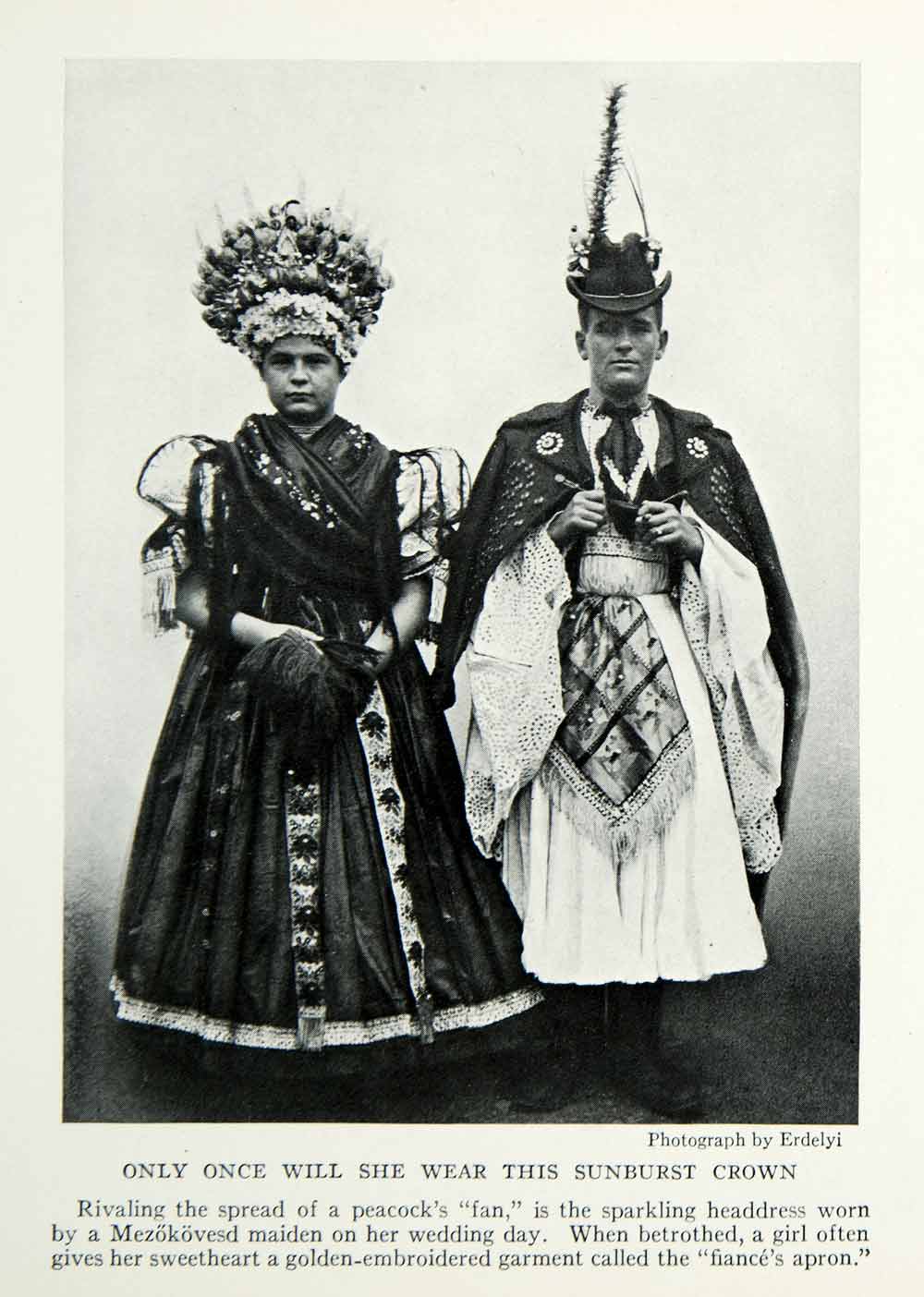 1935 Print Mezokovesd Maiden Wedding Day Attire Costume Headdress Apro –  Period Paper Historic Art LLC