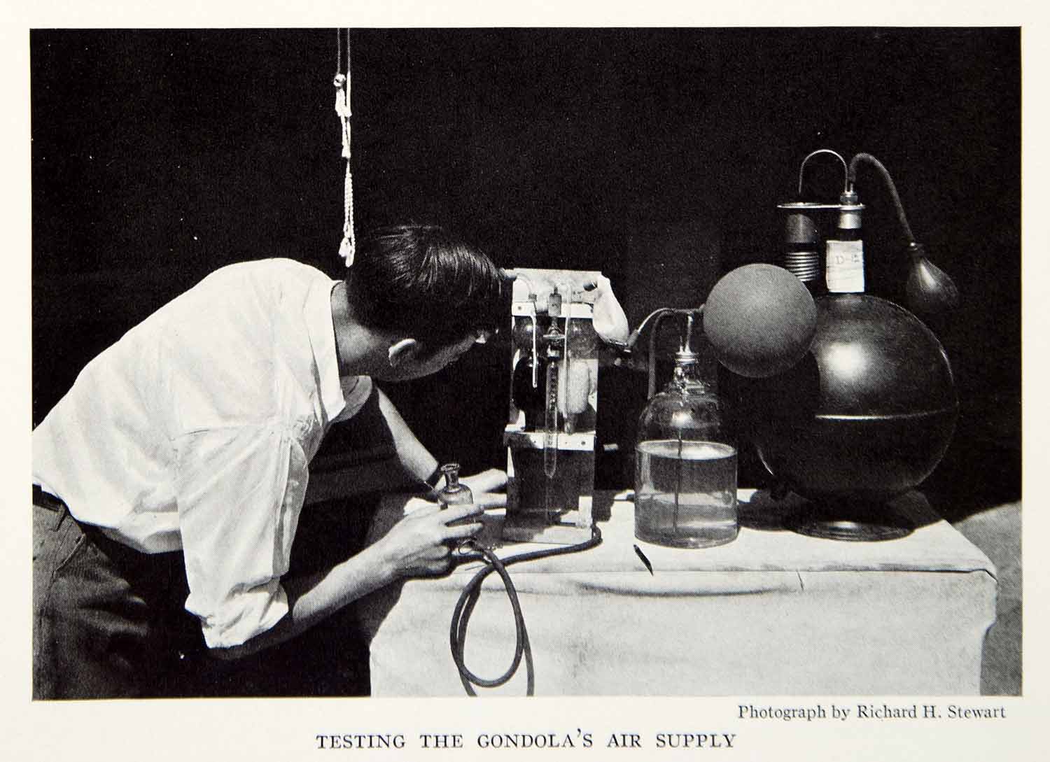 1934 Print Gondola Hot Air Balloon Science Experiment Apparatus Valve Tube NGMA5