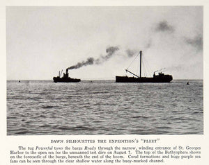 1934 Print Tug Boat Barge St. Georges Harbor Bathysphere Science Research NGMA5