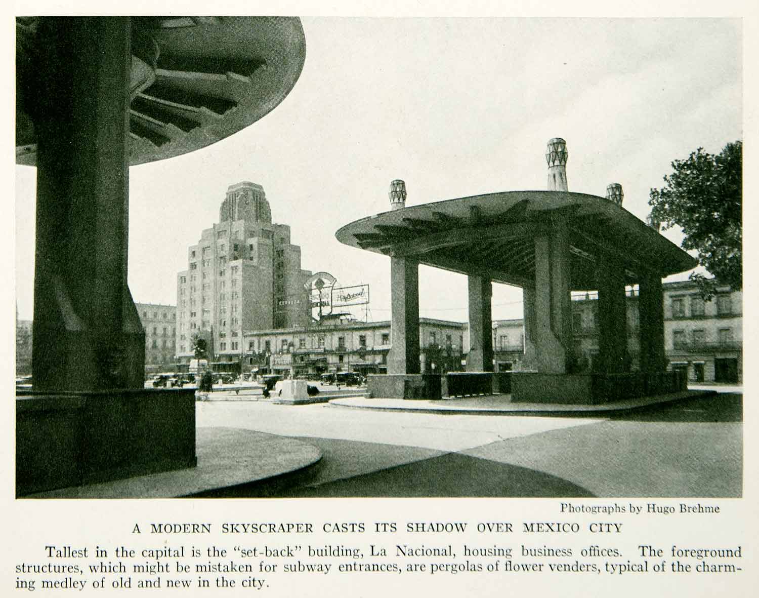 1934 Print La Nacional Modern Skyscraper Mexico City Architecture Market NGMA5