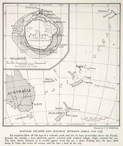 1935 Print Niuafoo Samoa Fiji Hawaii Australia New Zealand Tasmania Ocean NGMA5
