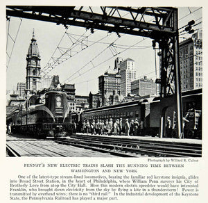 1935 Print Electric Train Railroad Broad Street Station Philadelphia City NGMA5