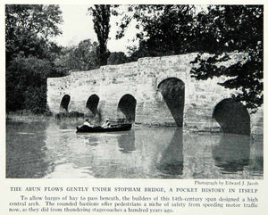 1935 Print Arun River Stroham Bridge Architecture West Sussex England Boat NGMA5