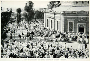 1935 Print Saint George Cathedral Church Ethiopia Religious Crowd Pilgrim NGMA5
