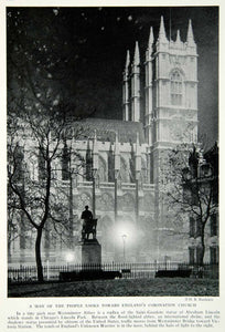 1935 Print Westminster Abbey Saint Gaudens Statue Abe Lincoln London Park NGMA5