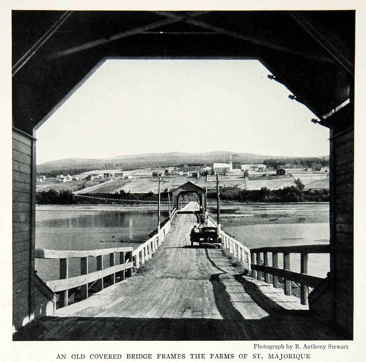 1935 Print Quebec Canada Bridge Farm St. Marjorique Grandtham River Road NGMA5