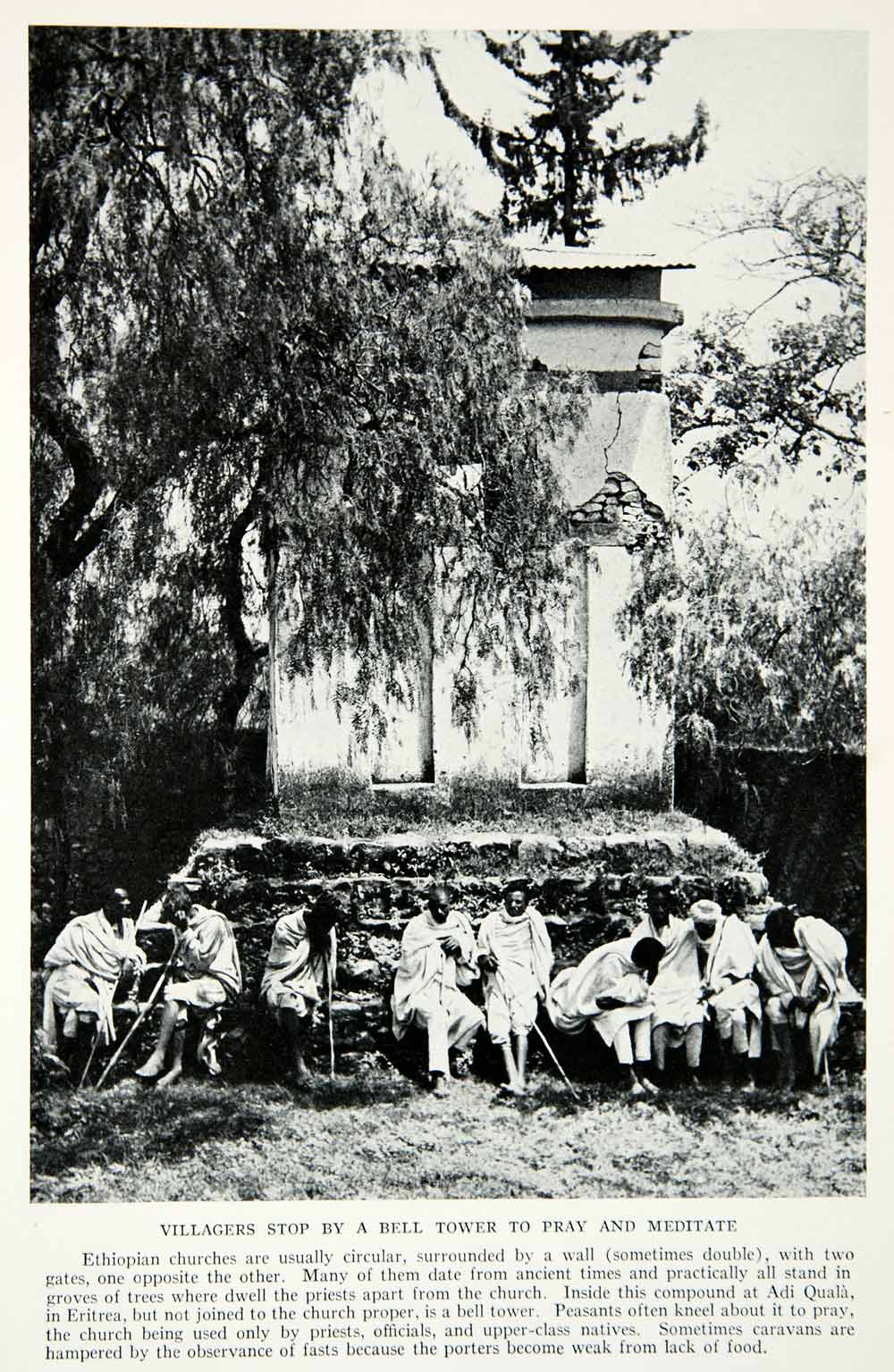 1935 Print Ethiopia Church Bell Tower Travelers Prayer Religious Monument NGMA5