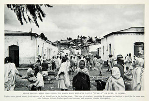 1935 Print Ethiopia Cityscape Street Scene Houses Africa Market Paved Road NGMA5