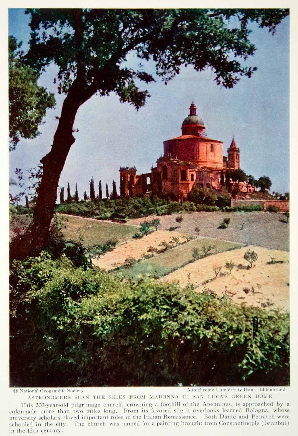 1935 Print Madonna di San Luca Green Dome Italy Astronomers Star Gazing NGMA5