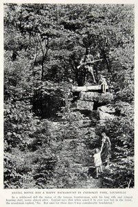 1934 Print Cherokee Park Daniel Boone Statue Kentucky Landmark Historical NGMA6