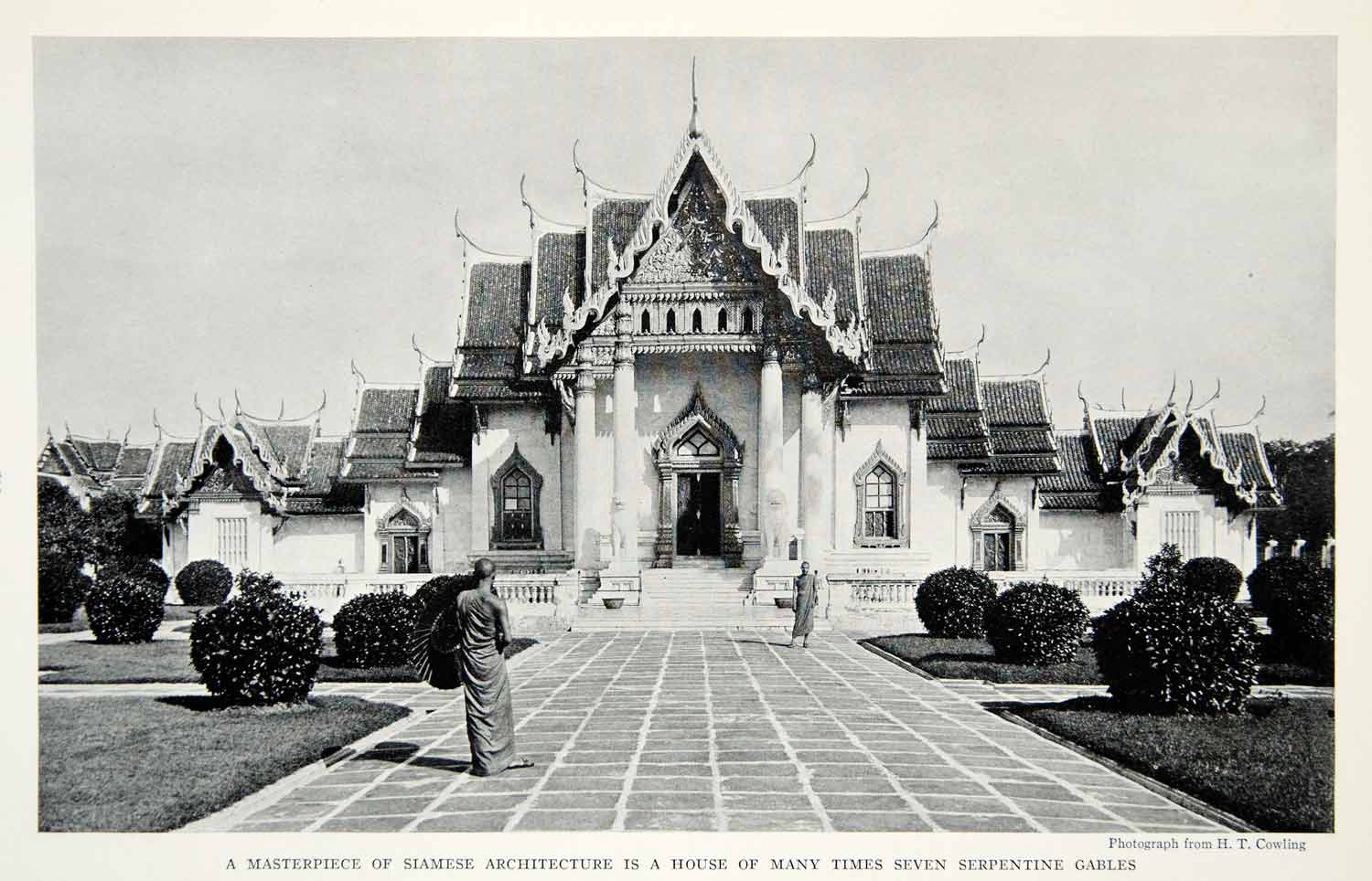 1934 Print Siamese Temple Wat Benjamabopitr Bangkok Architecture Historic NGMA6