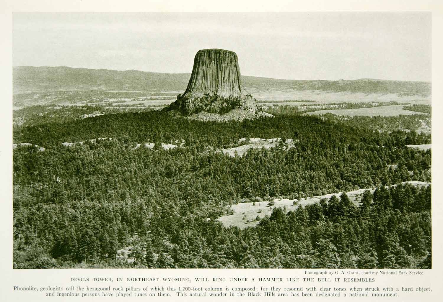 1934 Print Devils Tower Landscape Wyoming Black Hills Historical Image NGMA6