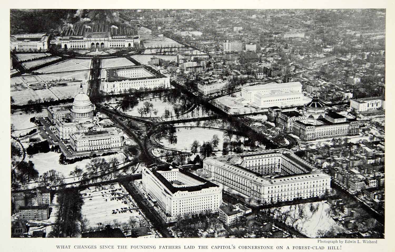 1935 Print Washington D.C. Architecture Aerial View Historical Image NGMA6