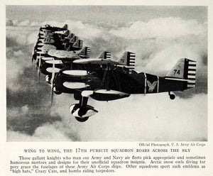 1934 Print 17th Pursuit Squadron Aircraft Airplane Historical Image View NGMA6
