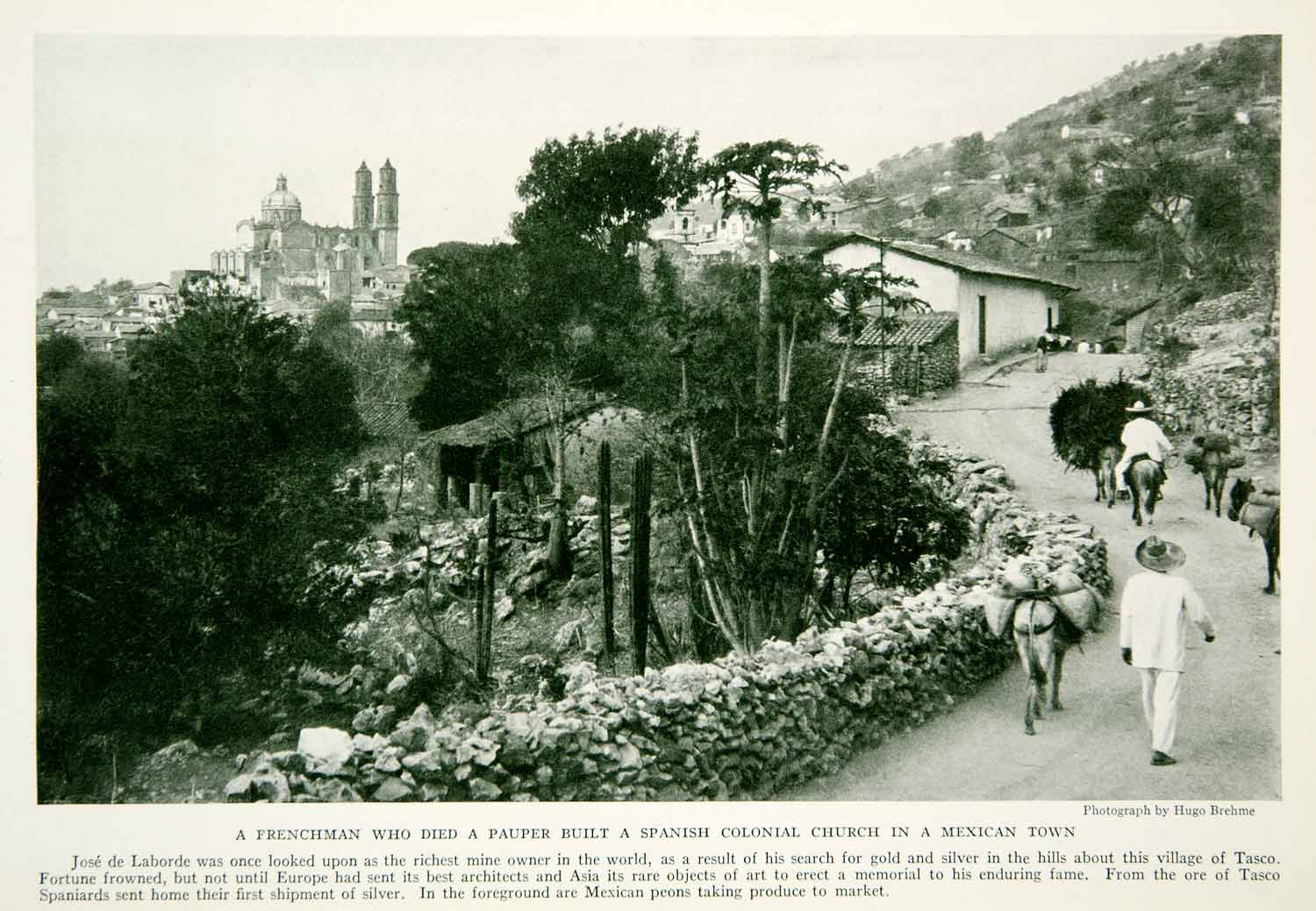 1934 Print Tasco Mexico Village Town Church Road Architecture Historical NGMA6