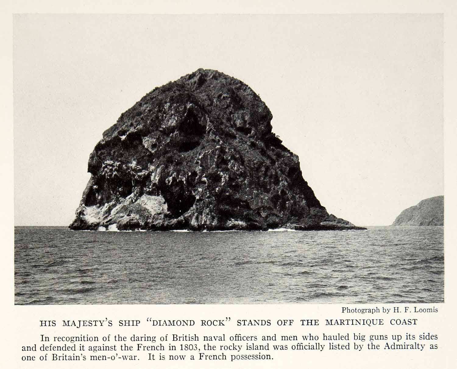 1934 Print Diamond Rock Martinique Island Natural History French Colony NGMA6