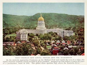 1934 Color Print Charleston West Virginia Capitol Building Architecture NGMA6