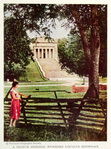 1934 Color Print Lincoln Home Memorial Granite Architecture Hodgenville NGMA6