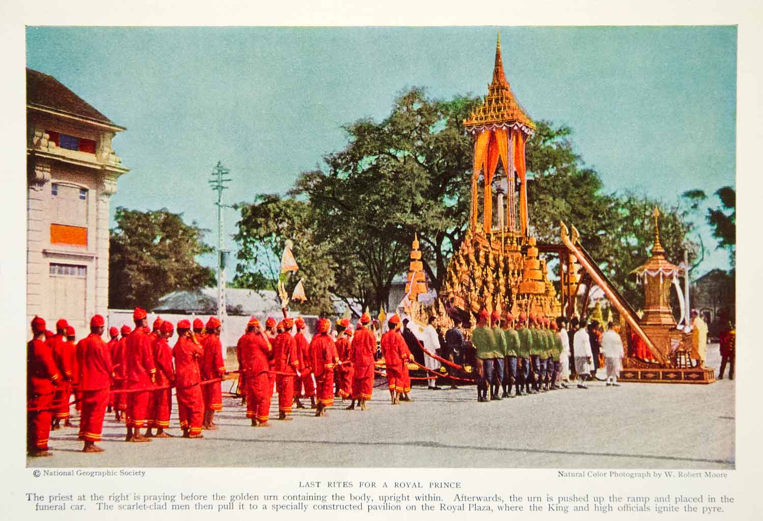 1934 Color Print Royal Plaza Bangkok Thailand Prince Funeral Pyre Historic NGMA6