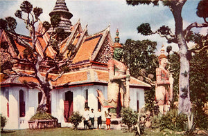 1934 Color Print Statue Guardian Bangkok Thailand Wat Arun Temple Image NGMA6