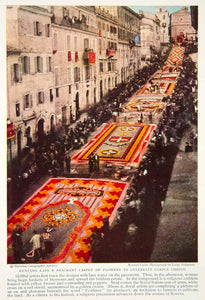 1934 Color Print Genzano Italy Architecture Flowers Corpus Christi Image NGMA6