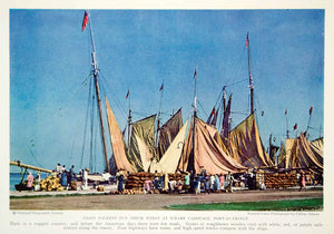 1934 Color Print Port Au Prince Wharf Cabotage Sailboat Historical Image NGMA6