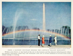 1935 Color Print Reflecting Pool Washington Monument Architecture Historic NGMA6
