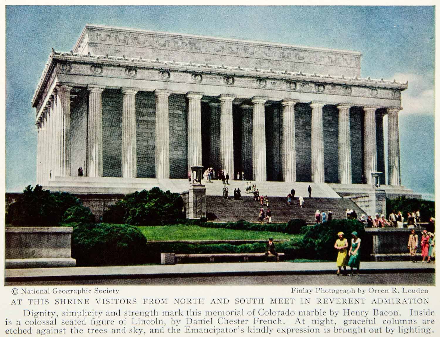 1935 Color Print Lincoln Monument Memorial Exterior Washington D.C. Image NGMA6