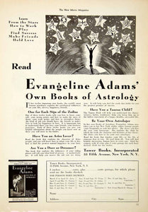 1931 Ad Evangeline Adam Astrology Tower Books 55 Fifth Avenue New York NMM1
