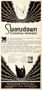 1931 Advert Swansdown Cleaning Powder 101 Park Avenue Laundry Stain Remover NMM1