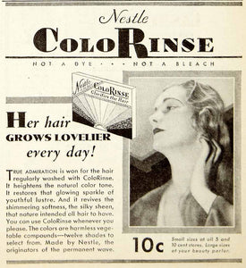 1931 Advert Nestle ColoRinse Haircare Tint Beauty Silky Sheen Wash Colorant NMM1