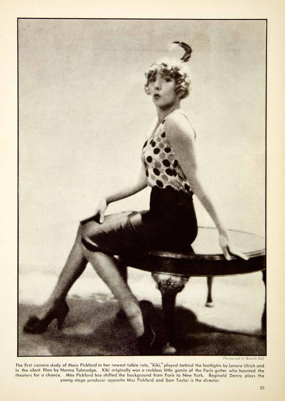 1931 Print Mary Pickford Kiki Actress Silent Film Era Costume Hollywood NMM1