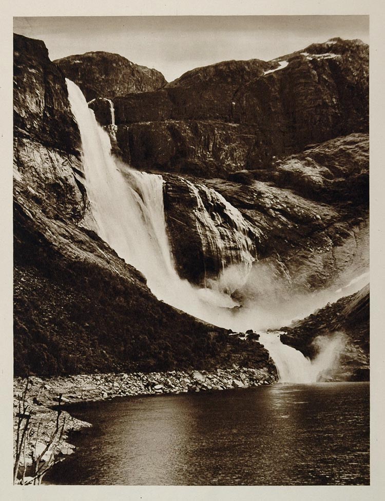 1931 Waterfall Skjeggedalsfoss Hardanger Fjord Norway - ORIGINAL NW1