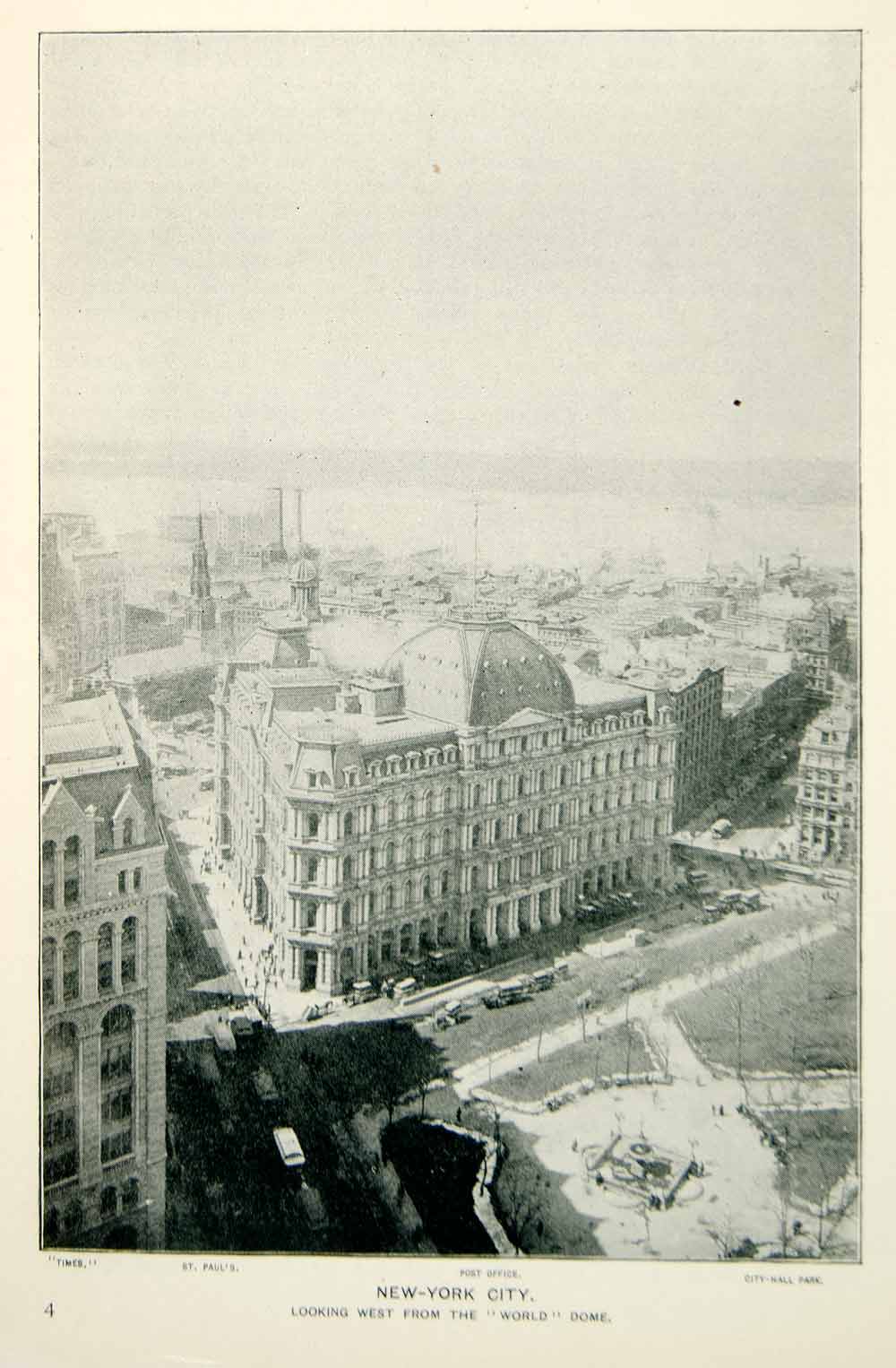 1893 Print New York City Panorama Post Office Hall Park Historic View Image NY2A