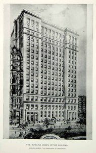 1893 Print Bowling Green Office Building Broadway New York City Historic NY2A