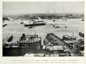 1893 Print New York City North Hudson River Steamship Babbitt Soap Works NY2A