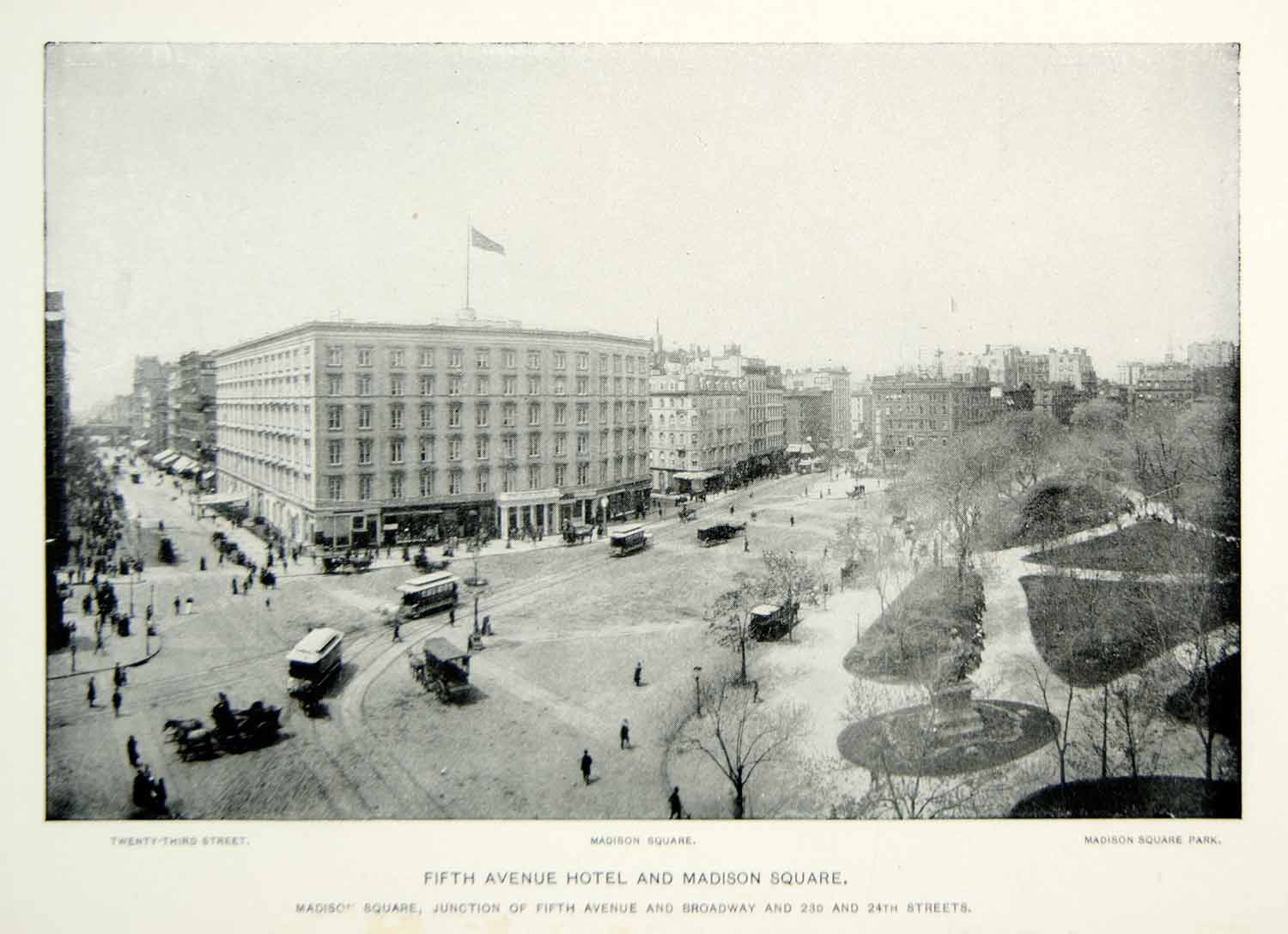 1893 Print Fifth Avenue Hotel Madison Square New York City Historic Image NY2A