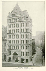 1893 Print Mortimer Building Wall New Street New York City Historic Image NY2A