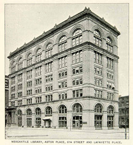 1893 Print New York Mercantile Library Clinton Hall Building Historic Image NY2A