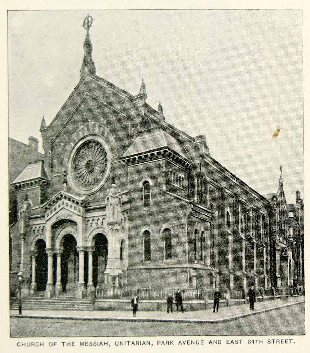 1893 Print Church of the Messiah Unitarian Park Ave. New York City Historic NY2A