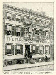 1893 Print Florence Crittenton Mission Building 21 Bleecker St NYC Historic NY2A