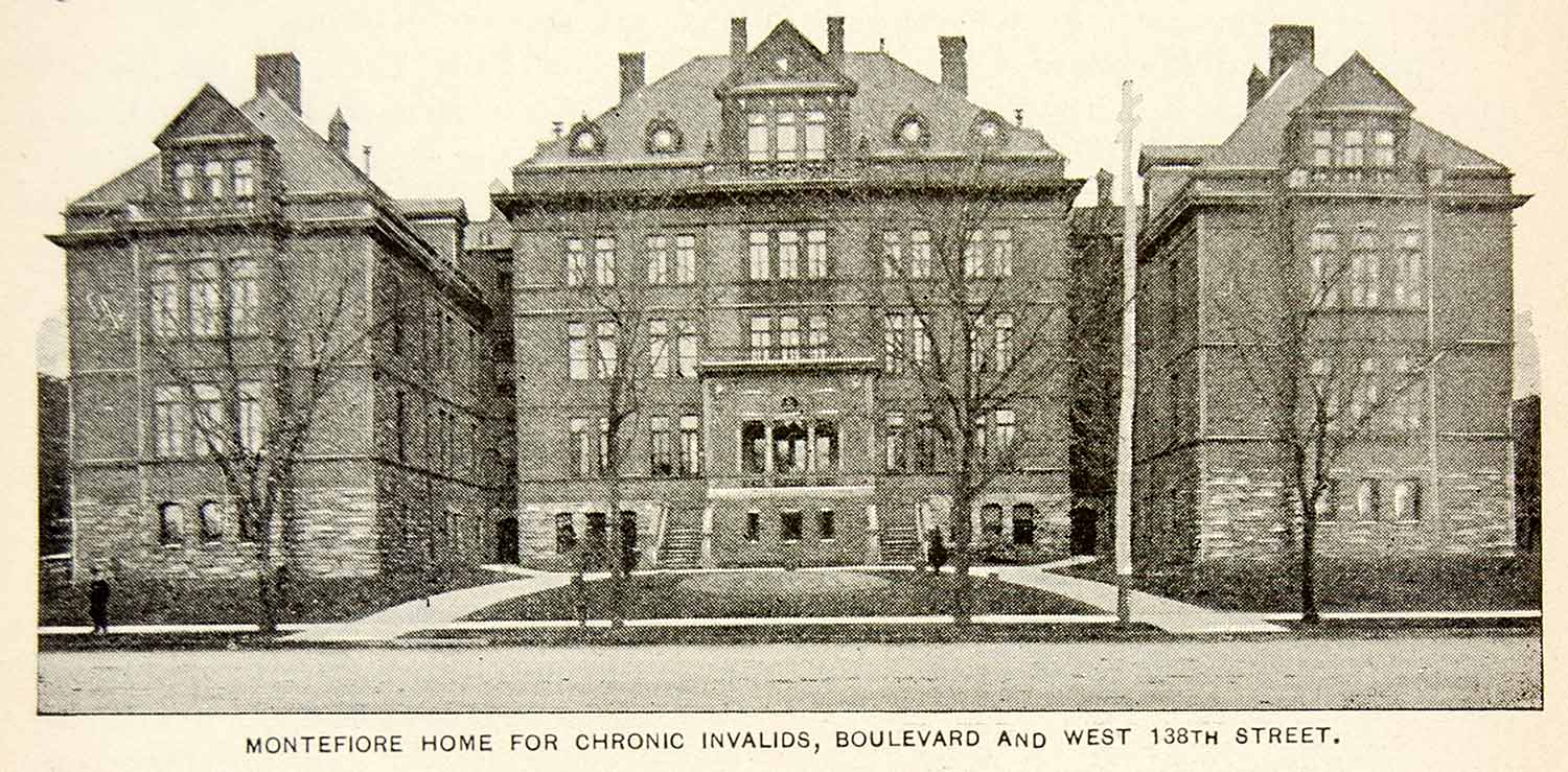 1893 Print Montefiore Home for Chronic Invalids Building NYC Historic Image NY2A