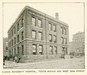 1893 Print Sloane Maternity Hospital Building Tenth Ave NYC Historic Image NY2A
