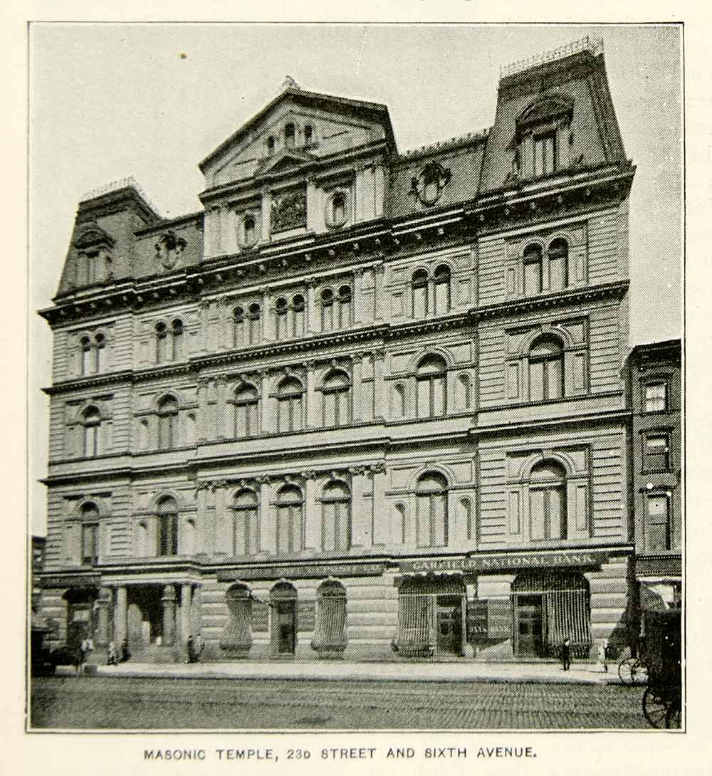1893 Print Masonic Temple Building Freemasonry 23rd St. NYC Historic Image NY2A