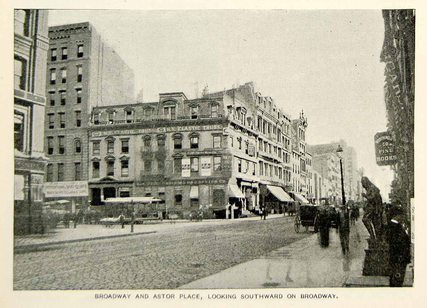 1893 Print Broadway Astor Place Street New York City Historic Building View NY2A