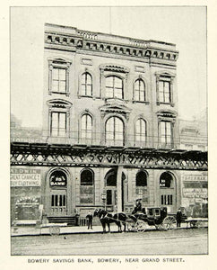 1893 Print Bowery Savings Bank Building New York City Historic Image Street NY2A